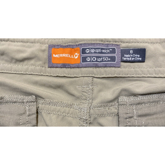 Merrell Pants Womens 8 Taupe Beige Hiking UPF50+ Opti Wick Convertible & Pockets - Picture 6 of 11
